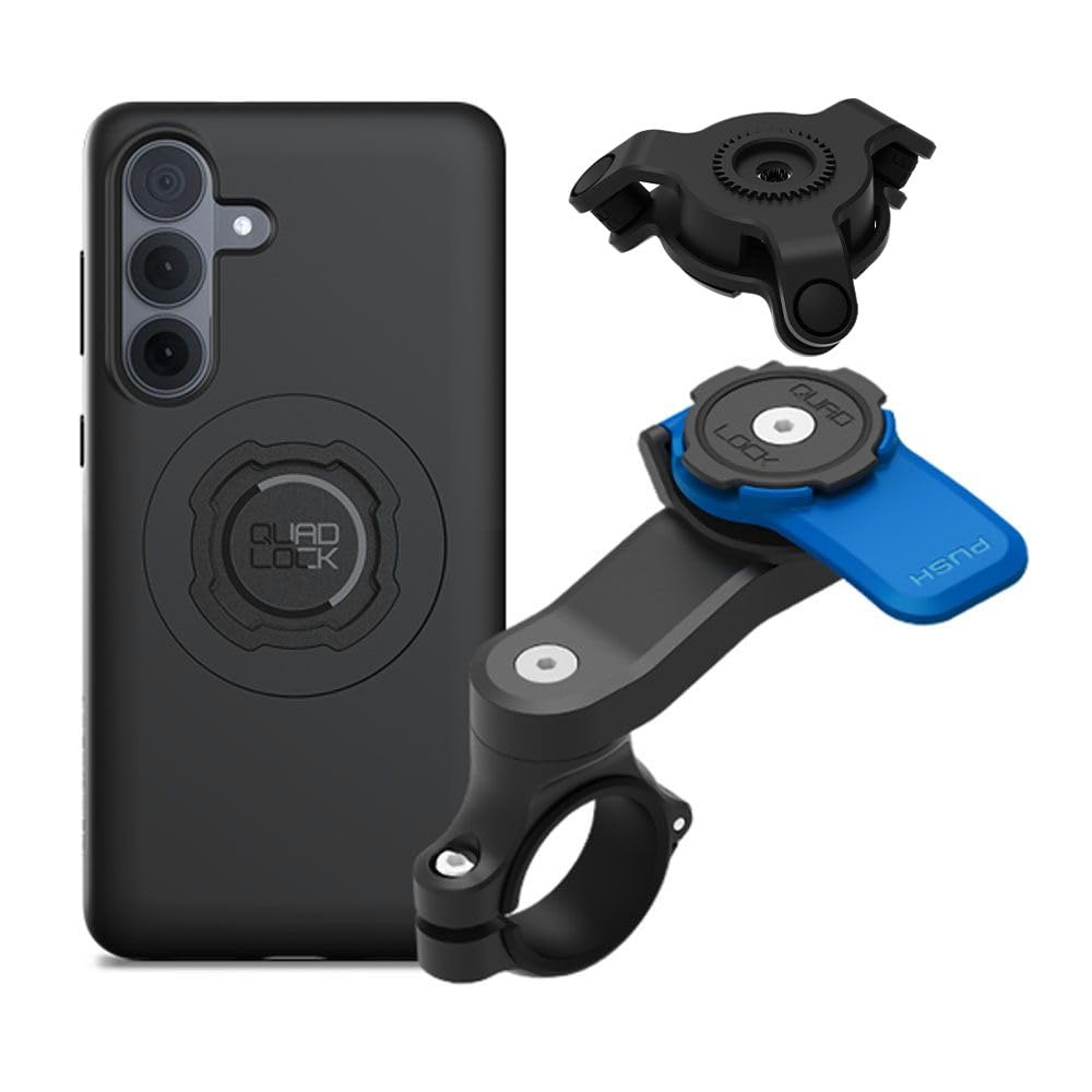 Quad Lock Motorcycle Handlebar Mount Kit with Vibration Dampener and MAG Phone Case for Samsung Galaxy S23