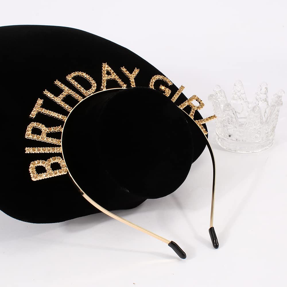 AOPRIE Birthday Girl Headband - Baroque Tiara for Women & Girls, Princess Crown Rhinestone Accessory