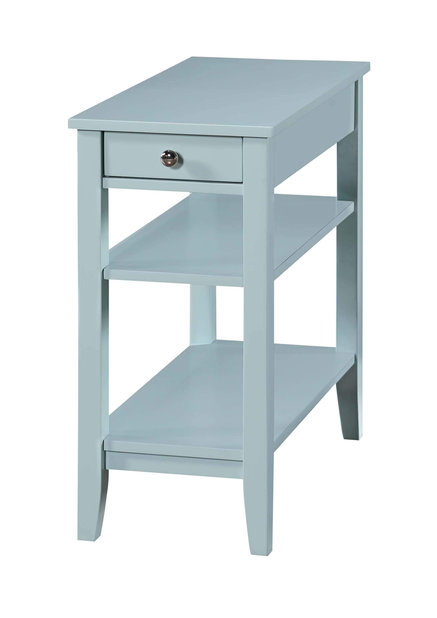Convenience Concepts American Heritage Chairside End Table with Drawer 23.5" - Classic Living Room Table with Storage Shelf, Bedroom Nightstand, Black