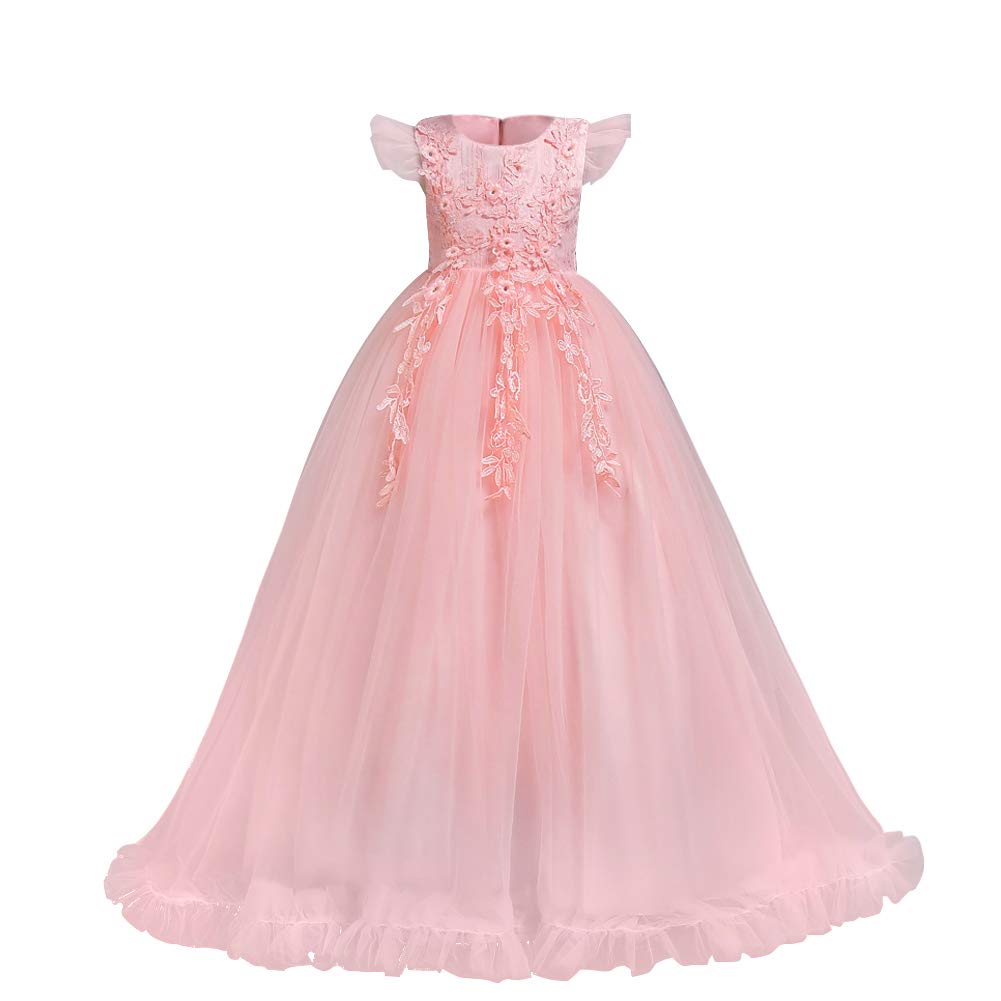 Flower Girls Maxi Dress Bridesmaid Wedding Pageant Party Princess Communion Floral Boho Vintage Lace Dance Gown