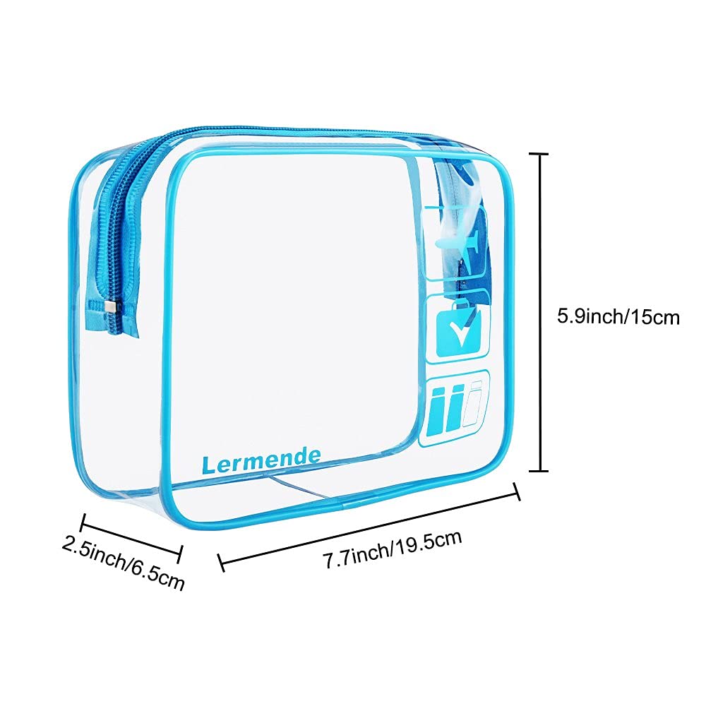 Lermende 2pcs Clear Toiletry Bag TSA Approved Travel Bag,Carry On for Travel,Airport Airline Accessories Compliant Bag,Quart Sized Makeup Cosmetic bag Women Men (Black, 2 Pack)
