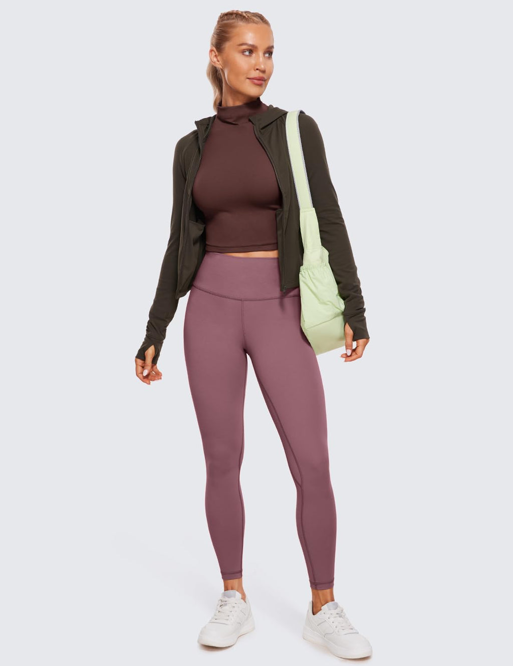CRZ YOGA Butterluxe Mock Neck Long Sleeve Shirts for Women - Workout Casual Tops Turtleneck Crop Slim Fall Base Layer