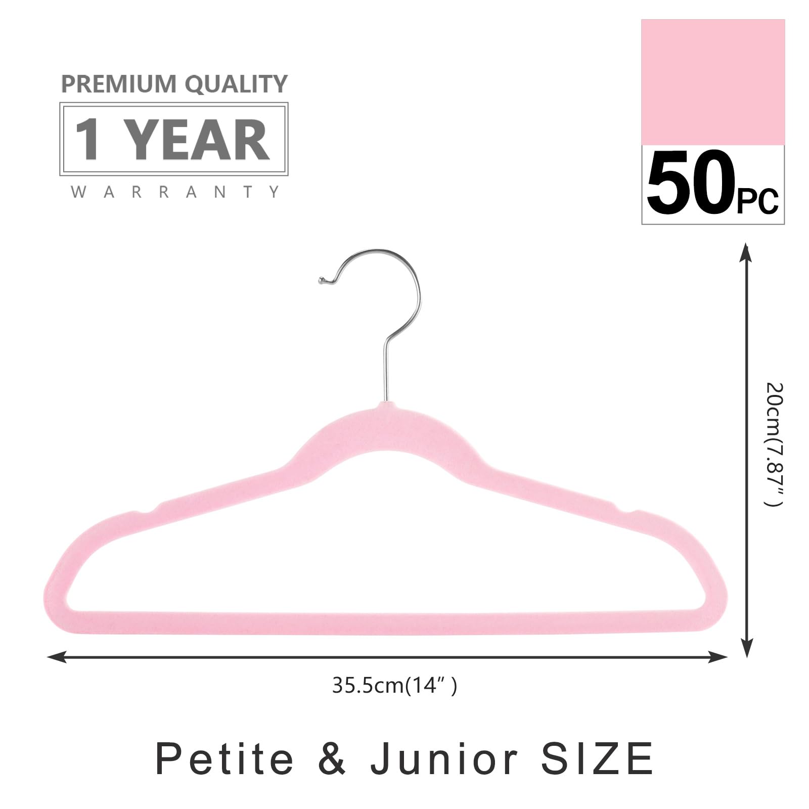 MIZGI Baby Velvet Hangers,Non-Slip Kids & Toddler Hangers,11.8 Inch Hangers for Baby Clothes,Pack of 50(Black/Black)