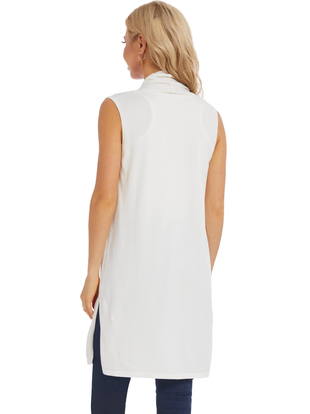 Moss Rose Women's Long Knit Cardigan Vest Casual Sleeveless Open Front Draped Duster Vest (Available in Plus Size)