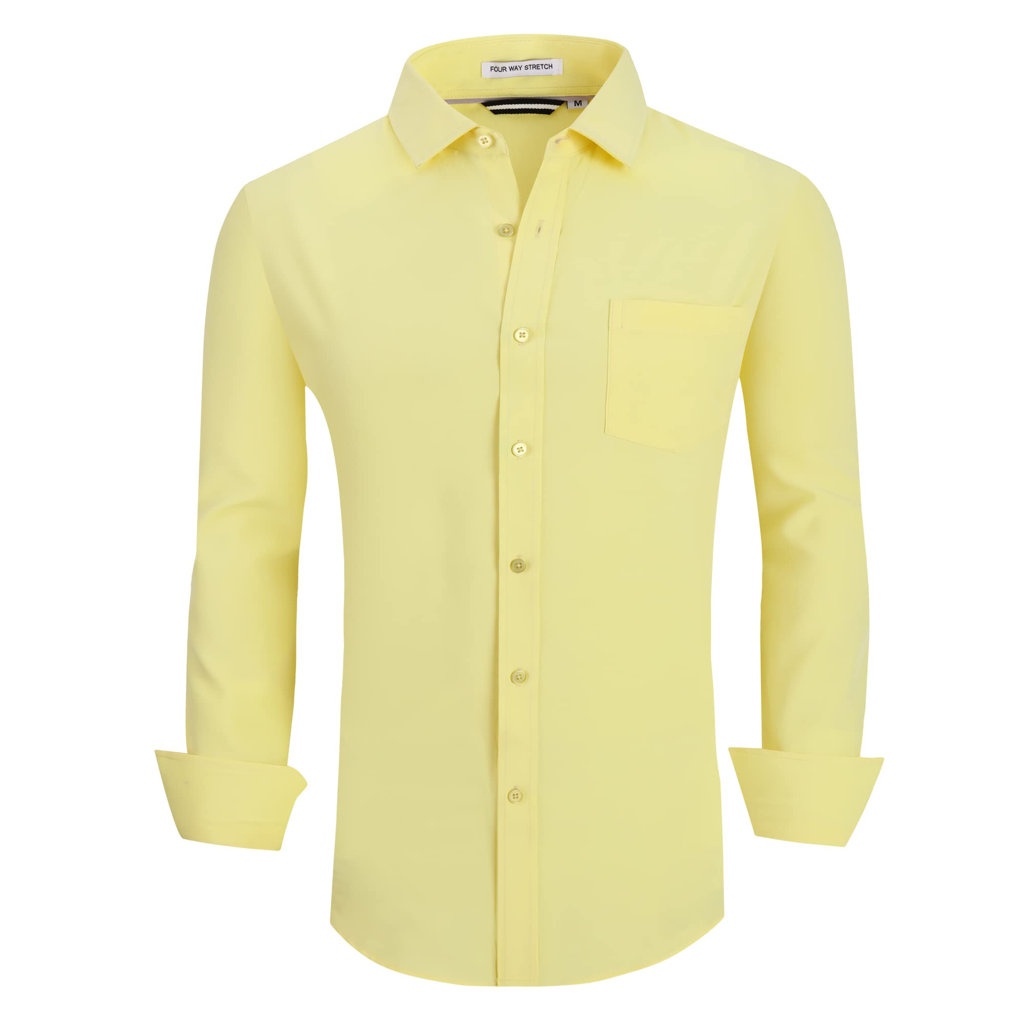 Alex Vando Mens Dress Shirt Wrinkle Free Regular Fit 4-Way Stretch Button Down Shirts