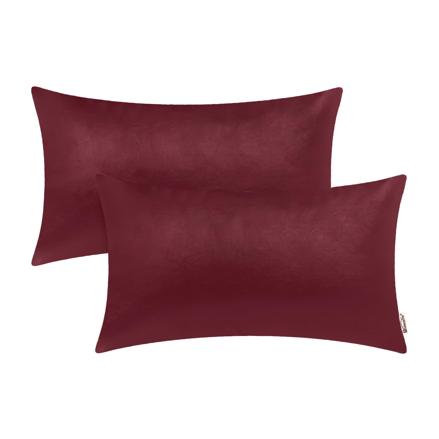 BRAWARM Faux Leather Throw Pillow Covers 16 X 16 Inches - Black Leather Pilow Covers Pack of 2, Solid Dyed Leather Pillowcases for Couch Bed Sofa Garden Home Decorative