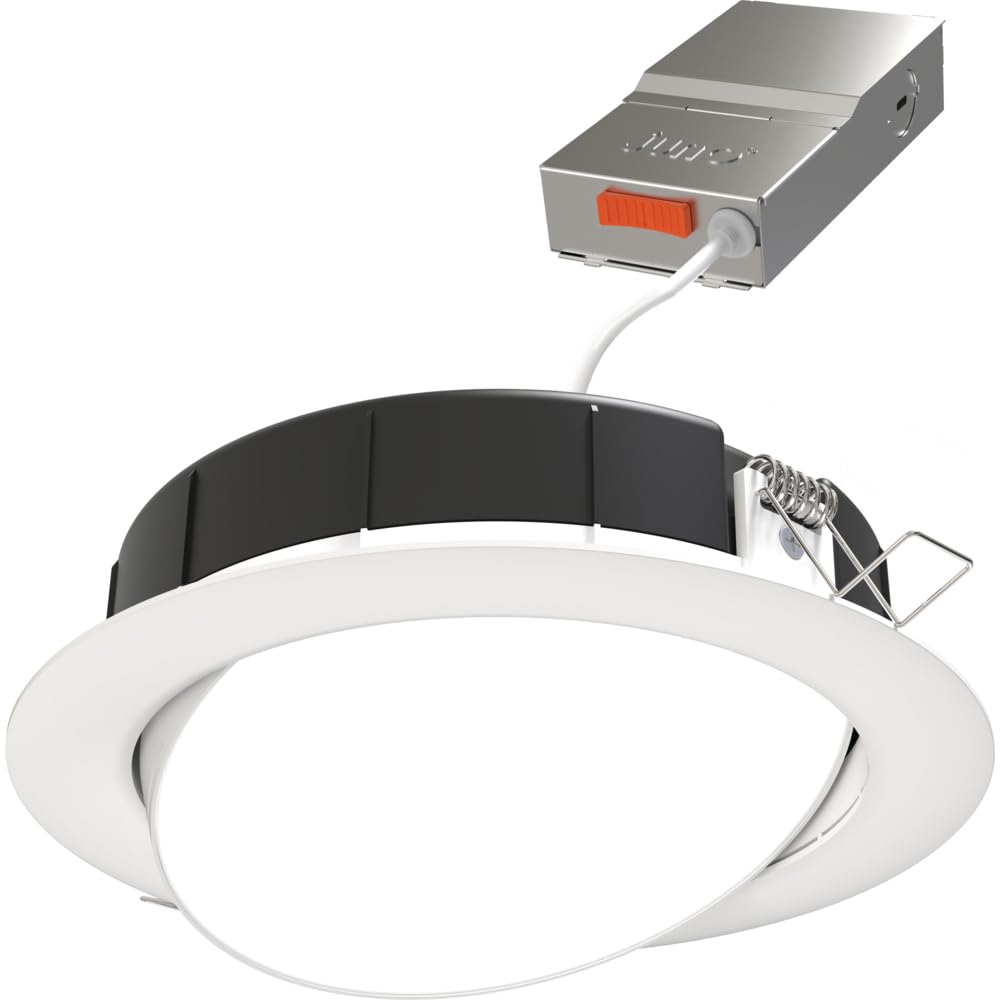 Juno LED Shower Light, Adjustable 4 Inch Wafer Downlight, Switchable Color Temperature 2700K/3000K/3500K/4000K/5000K, 90+ CRI, Matte White, 4-Inch