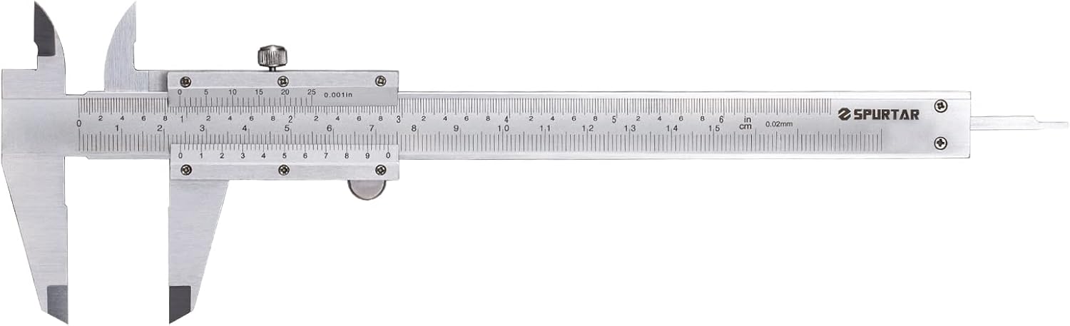 Spurtar Vernier Caliper Measuring Tool 6", 0-6Inch/0-150mm Manual Non Digital Calipers, 0.001"/0.02mm High Precision Durable Micrometer