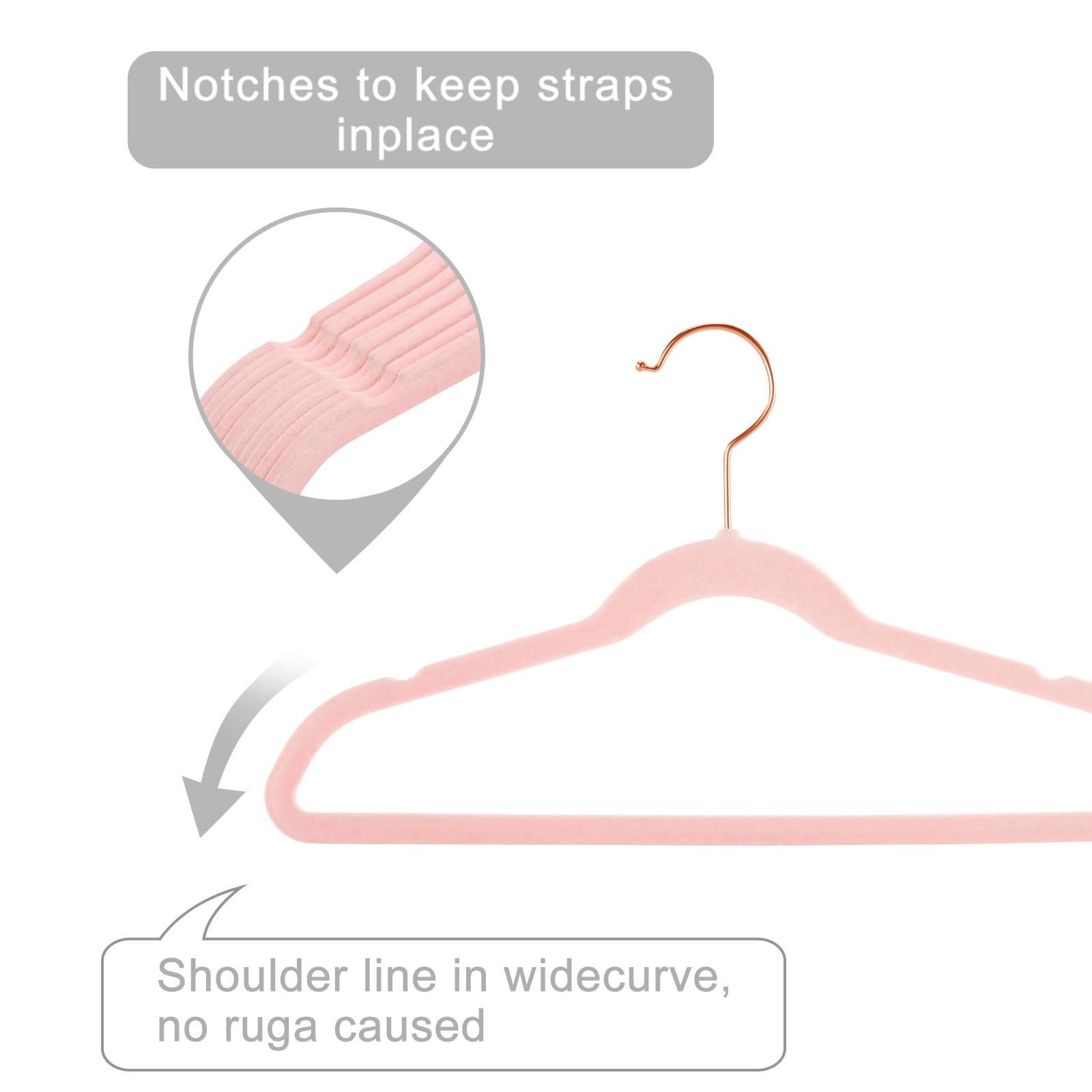 MIZGI Baby Velvet Hangers,Non-Slip Kids & Toddler Hangers,11.8 Inch Hangers for Baby Clothes,Pack of 50(Black/Black)
