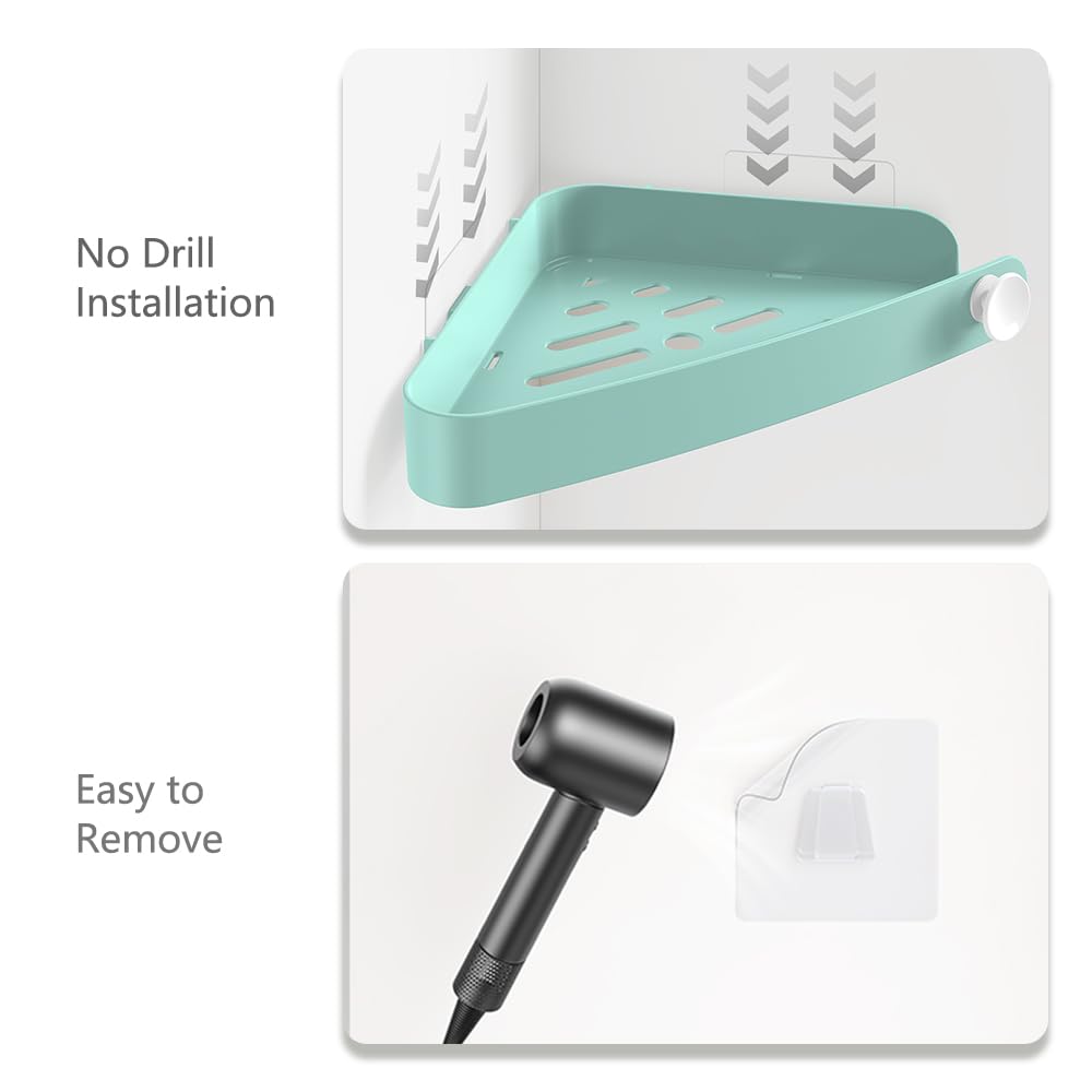 Sotfamily Plastic Shower Caddy Corner (for 90° Only), 2 Pack Adhesive Corner Shower Shelves for Bathroom Organizers and Storage, Black