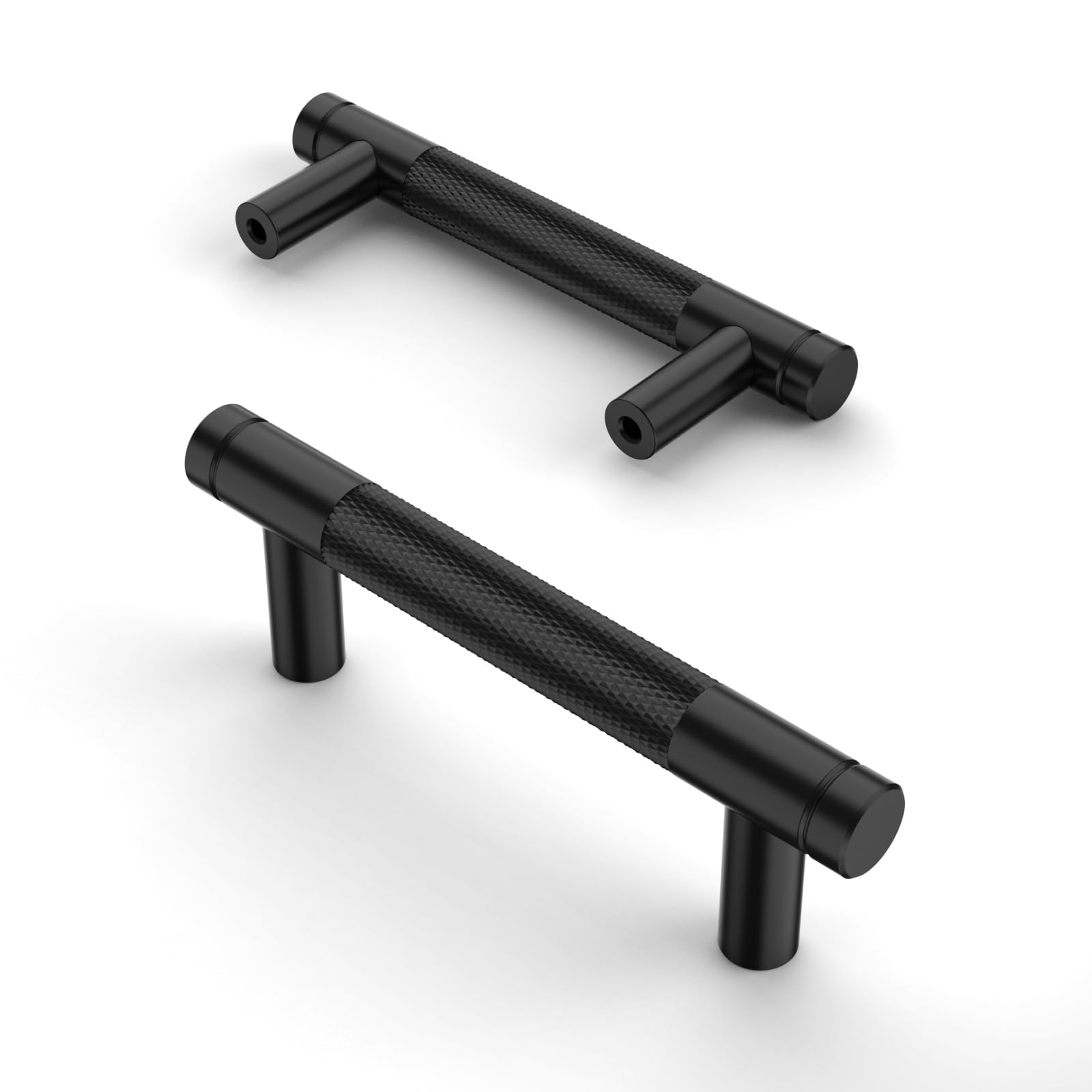 Asidrama 10 Pack 3 Inch(76mm) Matte Black and Champagne Bronze Cabinet Pulls Knurled Cabinet Handles Cupboard Handles Kitchen Cabinet Hardware for Cupboard Drawer Pulls