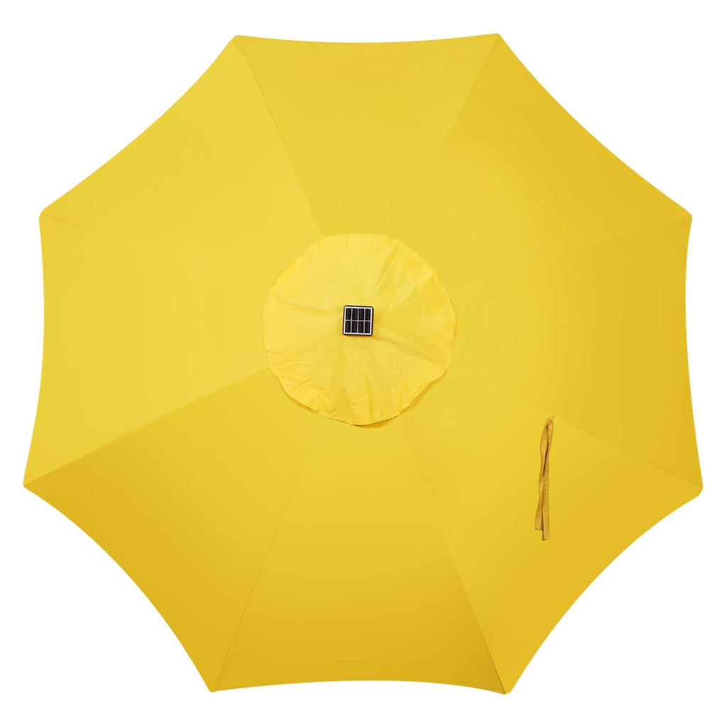 Blissun 9 ft Solar Umbrella, 32 LED Lighted Patio Umbrella, Table Market Umbrella, Outdoor Umbrella for Garden, Deck, Backyard, Pool and Beach (Light Blue)