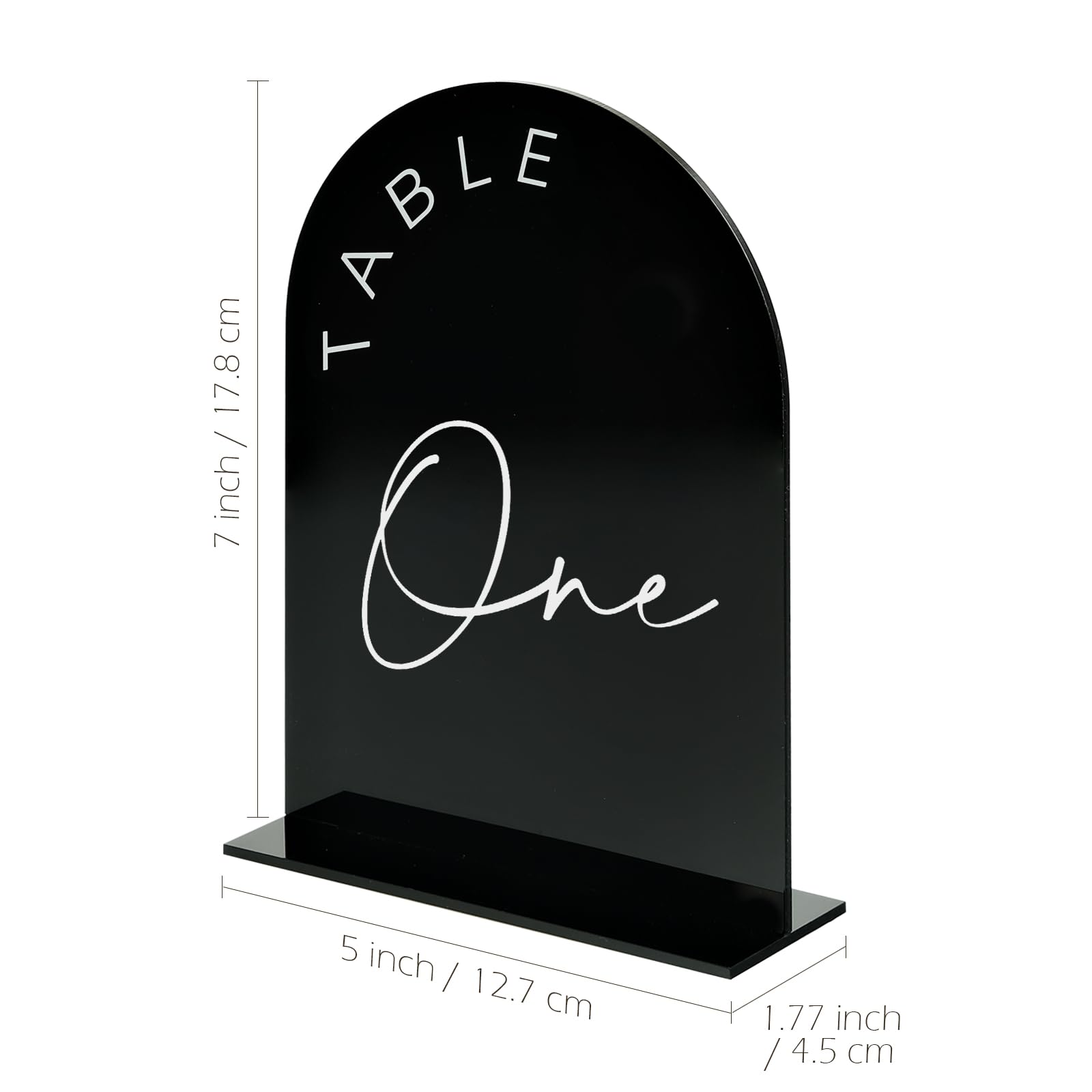 Black Arched Wedding Table Numbers 1-10 with Stands, 5x7 Inch Black Arch Acrylic Sign with Gold Letters, Acrylic Table Numbers for Wedding Reception