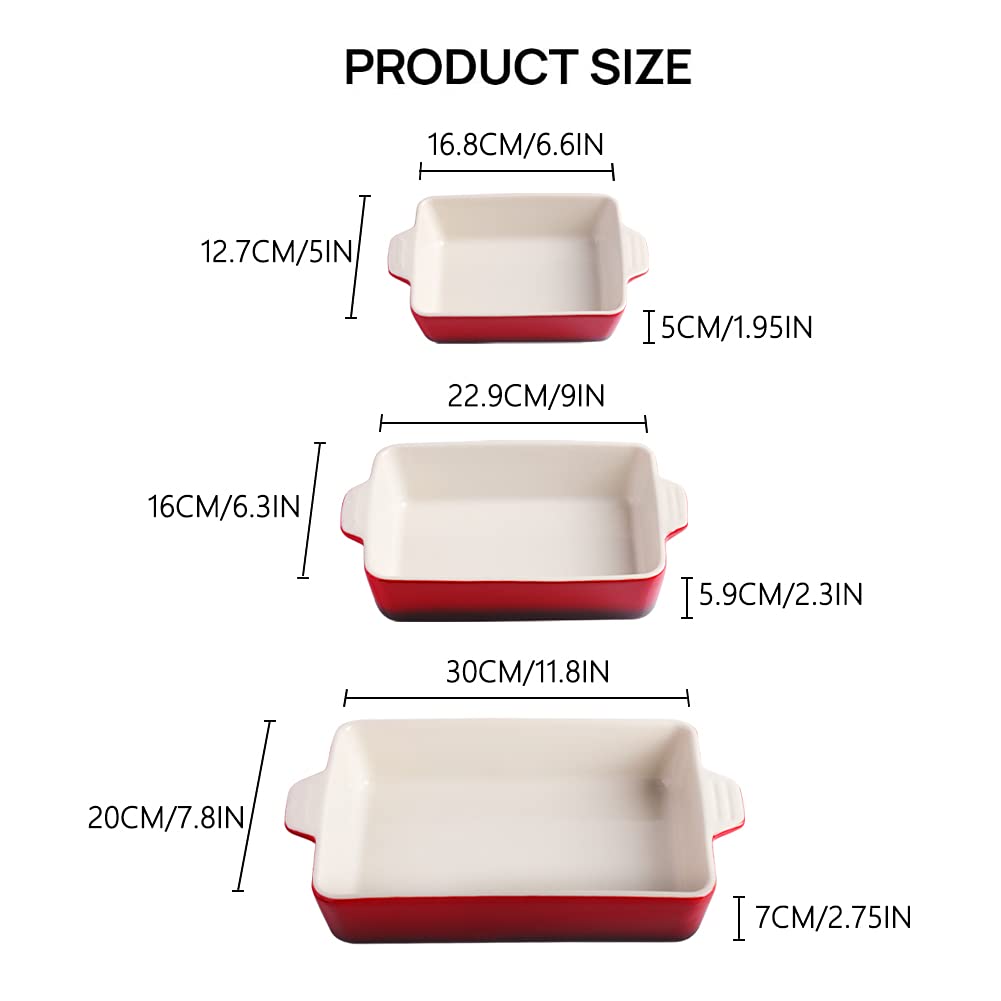 Sweejar Ceramic Bakeware Set, Rectangular Baking Dish for Oven Lasagna Pans for Cooking, Kitchen, Cake Dinner, Banquet and Daily Use, 11.8 x 7.8 x 2.76 Inches of Casserole Dishes (Beige)