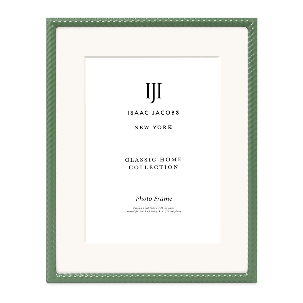Isaac Jacobs 6x8 (Matted 4x6) Black Metal Rope Border Picture Frame, Horizontal & Vertical for Tabletop and Wall Display, Home Decor, Metal Frame (6x8 (Matted 4x6), Black)