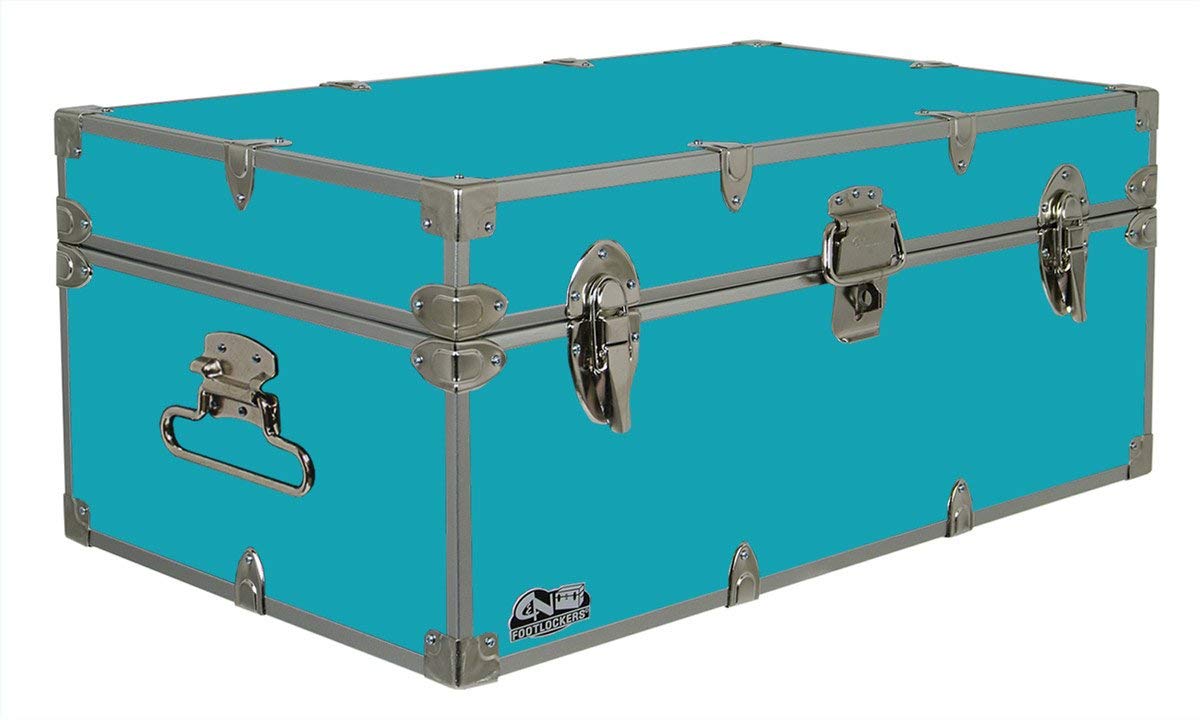 C&N Footlockers - Full-Size Happy Camper Trunk - #1 Summer Camp Trunk - Made in the USA - Steel Footlocker with Lid Stay - 32 x 18 x 13.5 Inches (Dark Green)