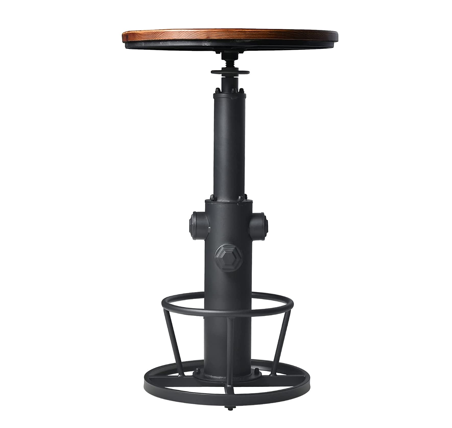 LOKKHAN Industrial Bar Table 38.6"-48.4" Height Adjustable Swivel Round Wood Tabletop 23.7" Dia, Kitchen Dining Office Coffee Bistro Pub Table (Aged Blue)