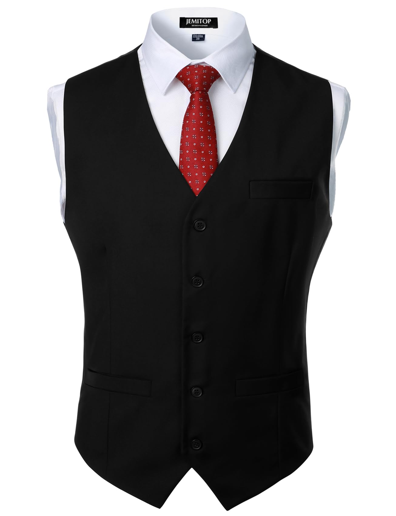 JEMITOP Men's Classic Slim Fit Dress Vest Formal Wedding Prom Tuxedo Suit Vest with Pocket
