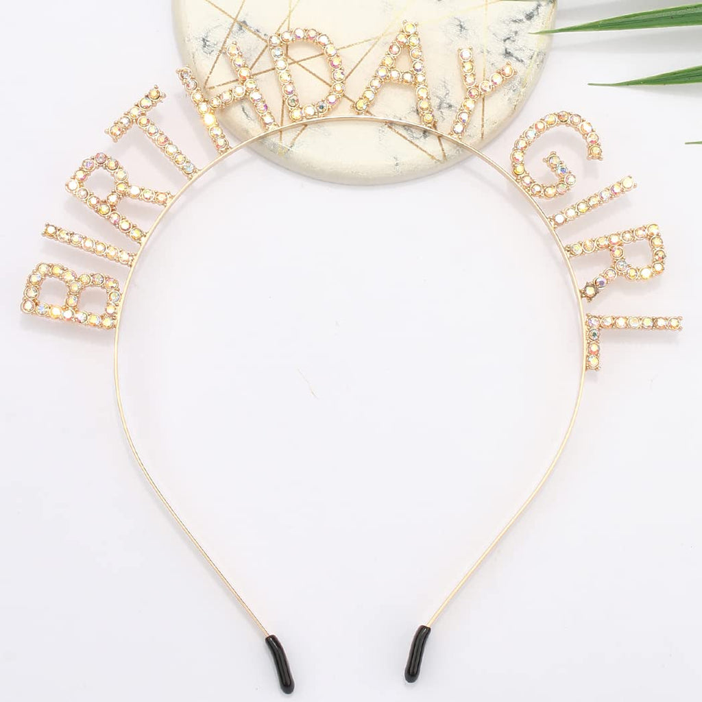 AOPRIE Birthday Girl Headband - Baroque Tiara for Women & Girls, Princess Crown Rhinestone Accessory