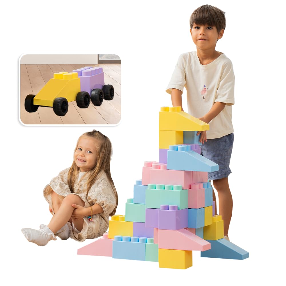PLATPORTS 48-Piece Jumbo Big Building Blocks – Giant XL Large Plastic Blocks for Kids Ages 2–8, Indoor & Outdoor Construction Play Set