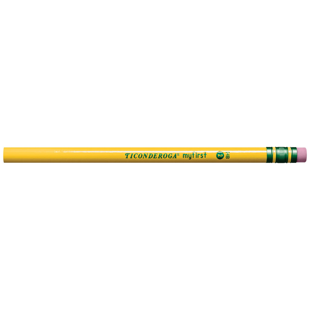 Ticonderoga My First Wood-Cased Pencils, #2 HB Soft, With Eraser, Yellow (X3336) (Pack of 6, 216 Count Total)