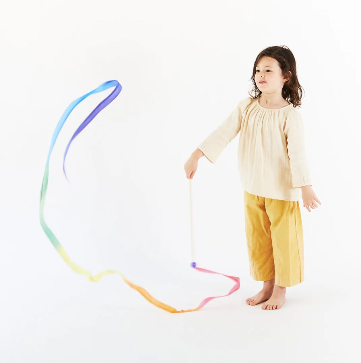 Sarah's Silks Streamer - Ribbon Wand for Kids, Pretend Play, Dance, Baton Stick Twirling, and Gymnastics Party Favors | 100% Silk and Wood Montessori and Waldorf Toys