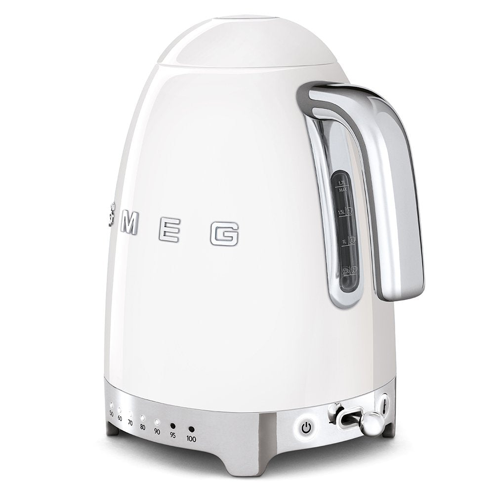 SMEG Variable Temperature Electric Kettle 1.7L (7 Cup), Stainless Steel Tea & Coffee Kettle, Fast Boil, Adjustable Temp 122°F–212°F, Keep Warm, Auto Shut-Off, 360° Base, Retro Style-Black