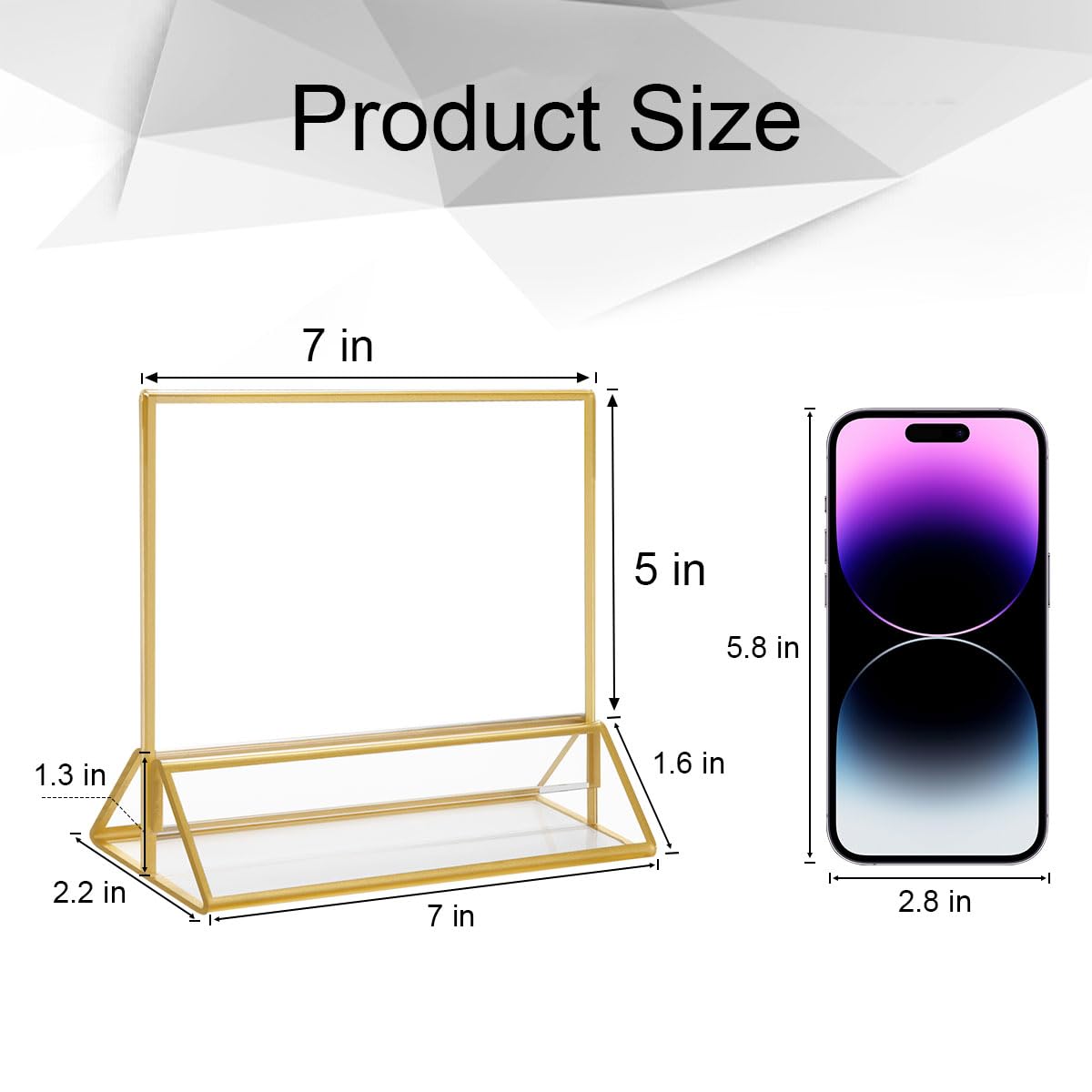 NIUBEE 6Pack 6 x 4 Horizontal Clear Acrylic Sign Holder with Gold Borders, Double Sided Table Menu Stands Picture Frames for Wedding Table Numbers, Restaurant Signs, Photos and Art Display