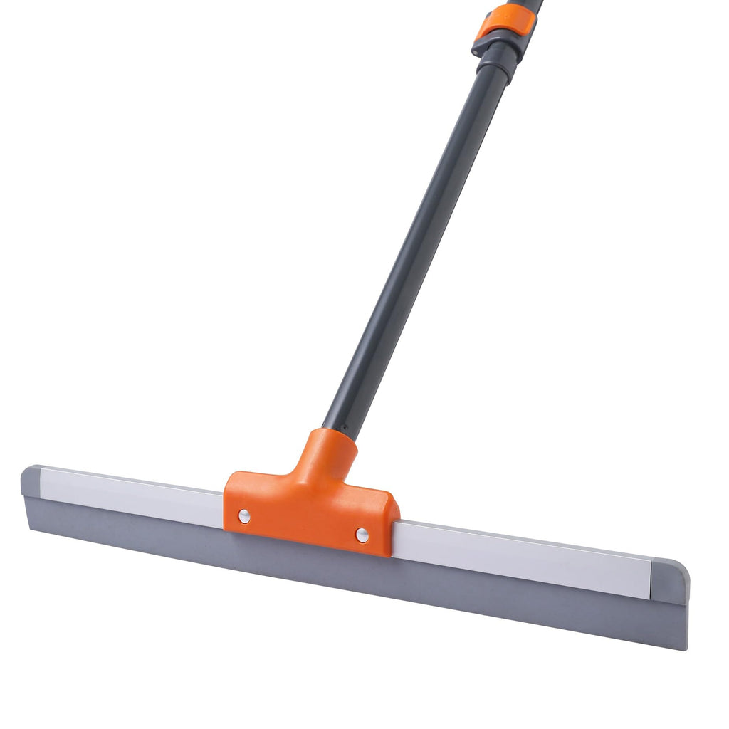 CLEANHOME Rubber Floor Squeegee for Concrete Floor, Tile Floor, Metal Aluminium Heavy Duty Garage Shower Floor Squeegee Broom for Removing Water, Commercial Scrubber Mop with Extendable Long Handle