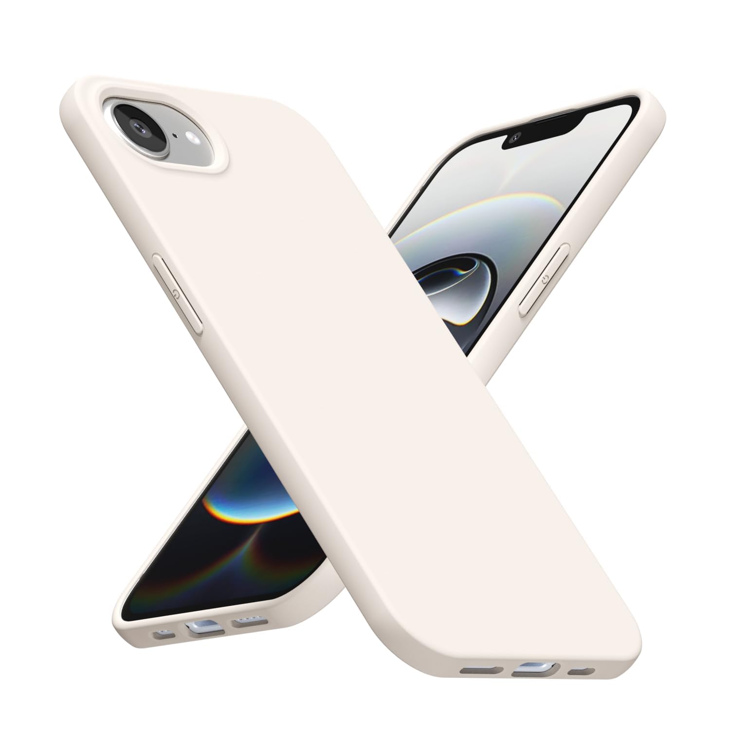 LoeoeL for iPhone 8 Plus/ 7 Plus Phone Case Silicone, Minimalist Ultra Thin Slim Soft Rubber Gel Solid Color Matte TPU Cute Case for Women, Girly Aesthetic Design & Camera Cover, Beige Stone Cream