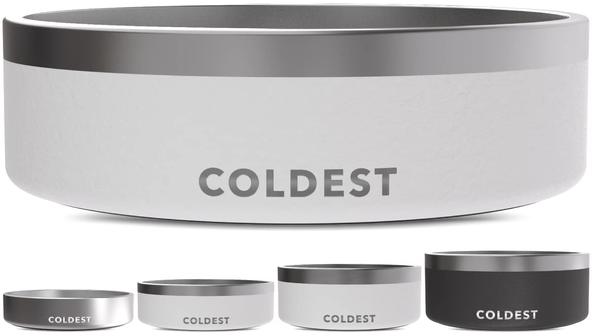 Coldest Dog Bowl - Anti Rust Metal, Non Slip, 3 Layers Insulated Stainless Steel Dog Bowls - Spill Proof & Heavy Duty - Water Bowl for Dogs, Cats & Pets, Dish Washer Safe (21 oz, Mars Red Glitter)