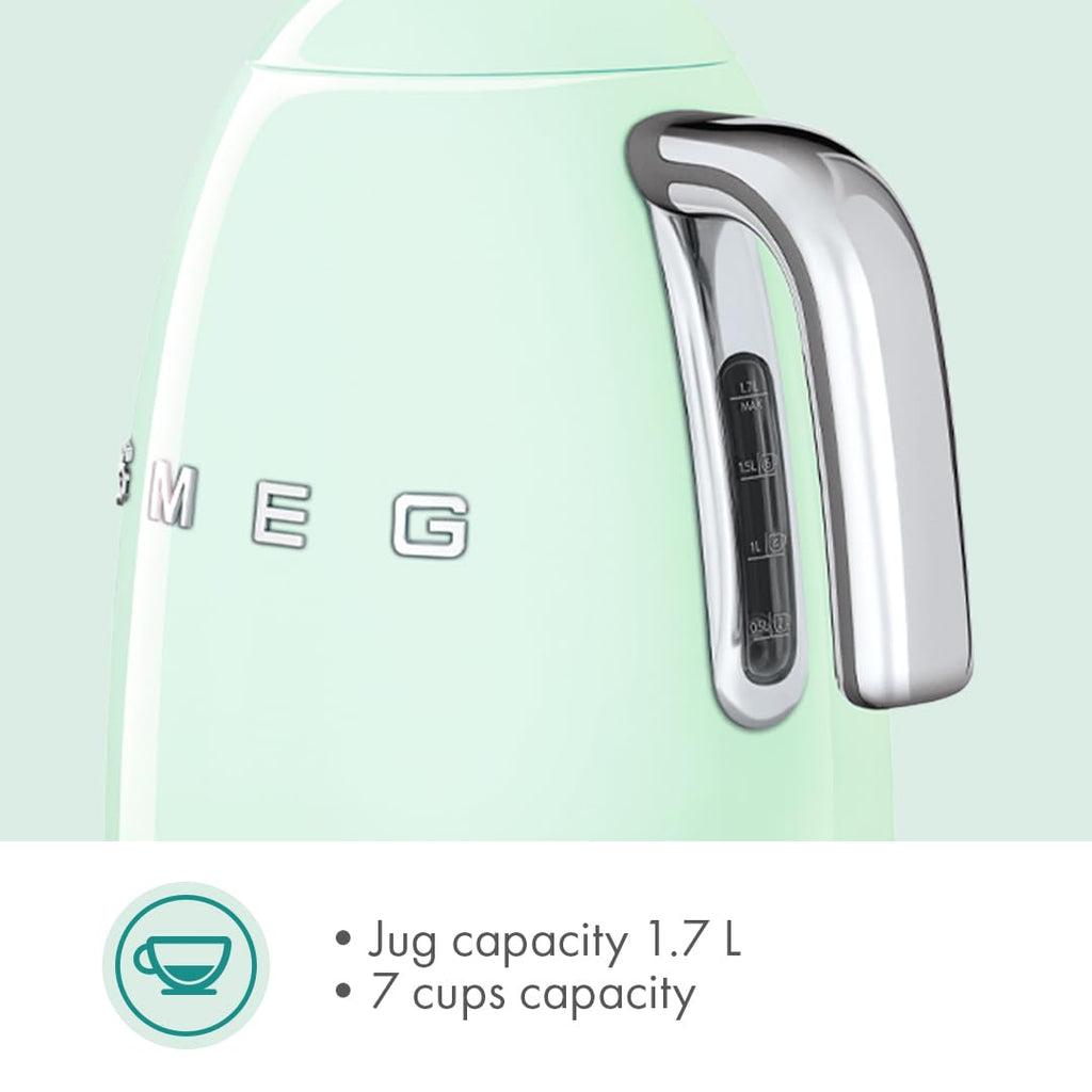 SMEG Variable Temperature Electric Kettle 1.7L (7 Cup), Stainless Steel Tea & Coffee Kettle, Fast Boil, Adjustable Temp 122°F–212°F, Keep Warm, Auto Shut-Off, 360° Base, Retro Style-Black