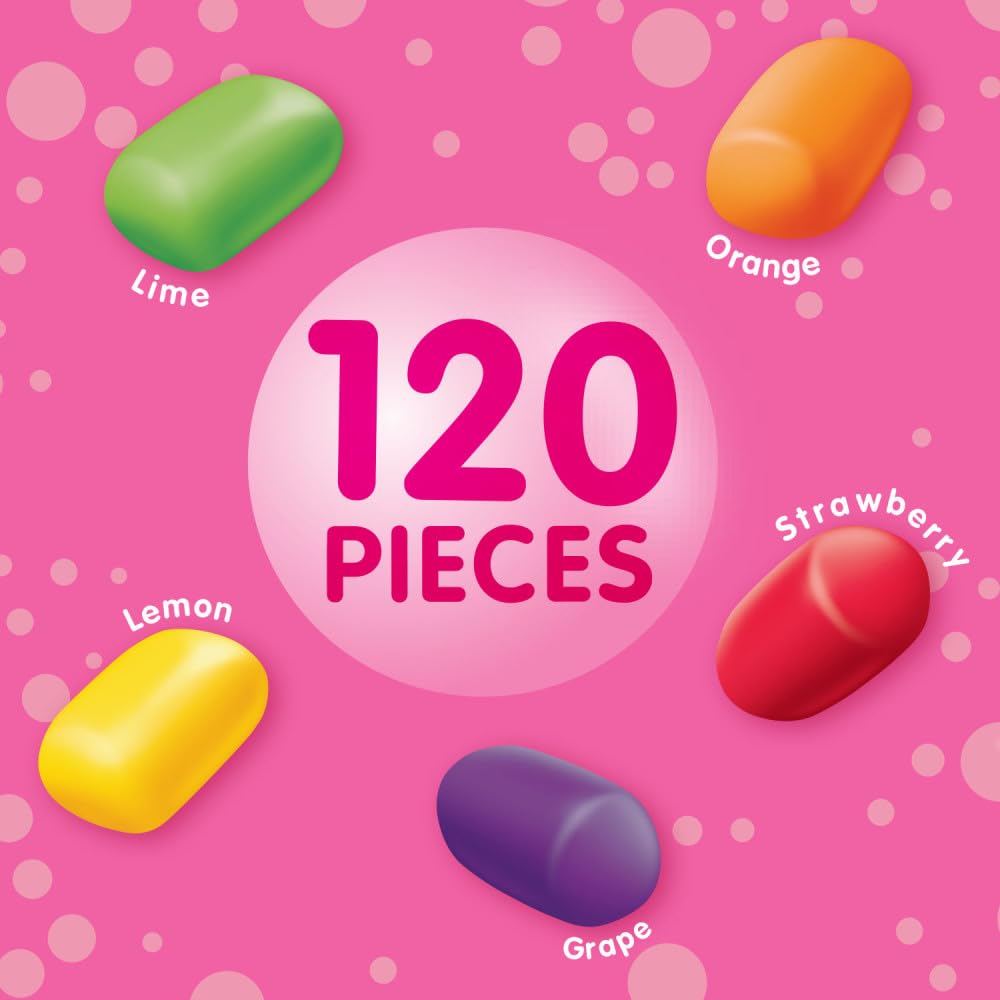 HUBBA BUBBA Minis SKITTLES Flavored Sugar Free Gum, Bubble Gum Packs, Candy Bulk, Resealable Bulk Bag