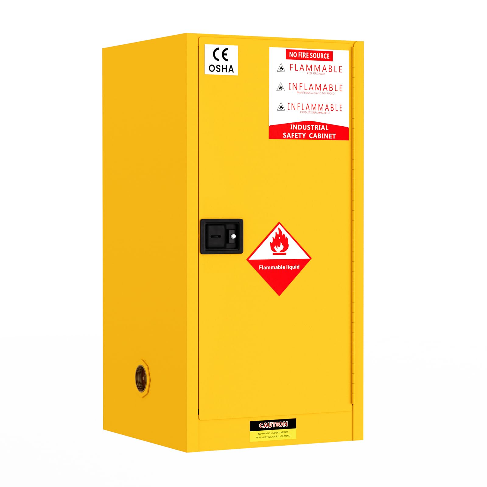 16 Gallon Flammable Storage Cabinet 18"x18"x23", Galvanized Steel, Flammable Safety Cabinet with Adjustable Shelf, for Industrial and Home Use, Yellow