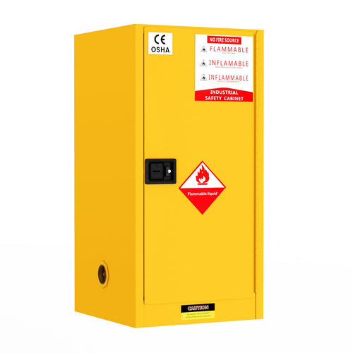 16 Gallon Flammable Storage Cabinet 18"x18"x23", Galvanized Steel, Flammable Safety Cabinet with Adjustable Shelf, for Industrial and Home Use, Yellow