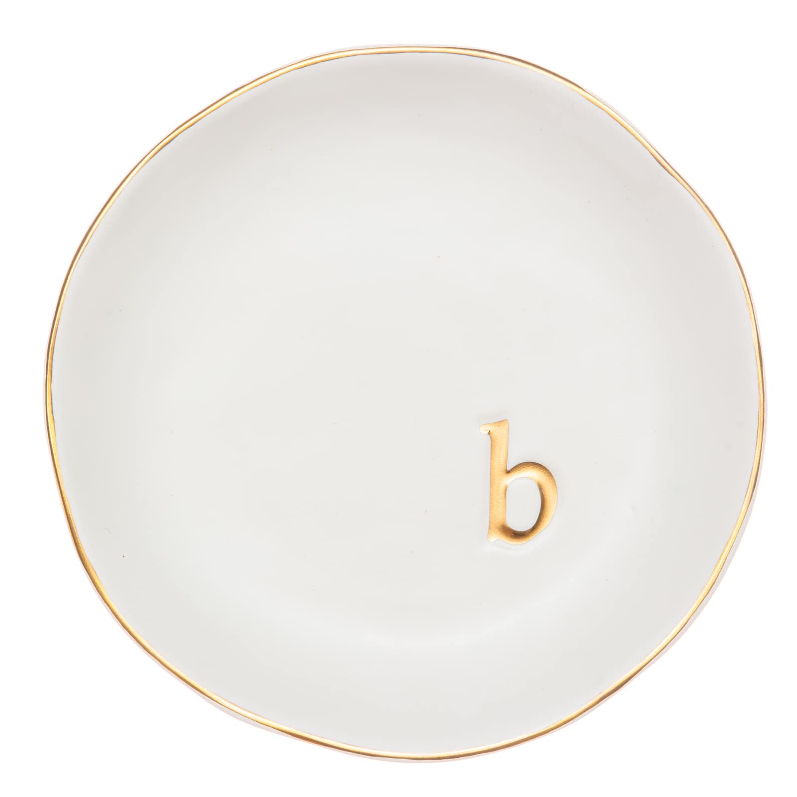 COLLECTIVE HOME - Ceramic Jewelry Tray, Decorative Trinket Dish for Rings Earrings Necklaces Bracelet Watch Keys, Birthday Mother's Day Christmas Gift for Women, 4.75", White Surface (A)