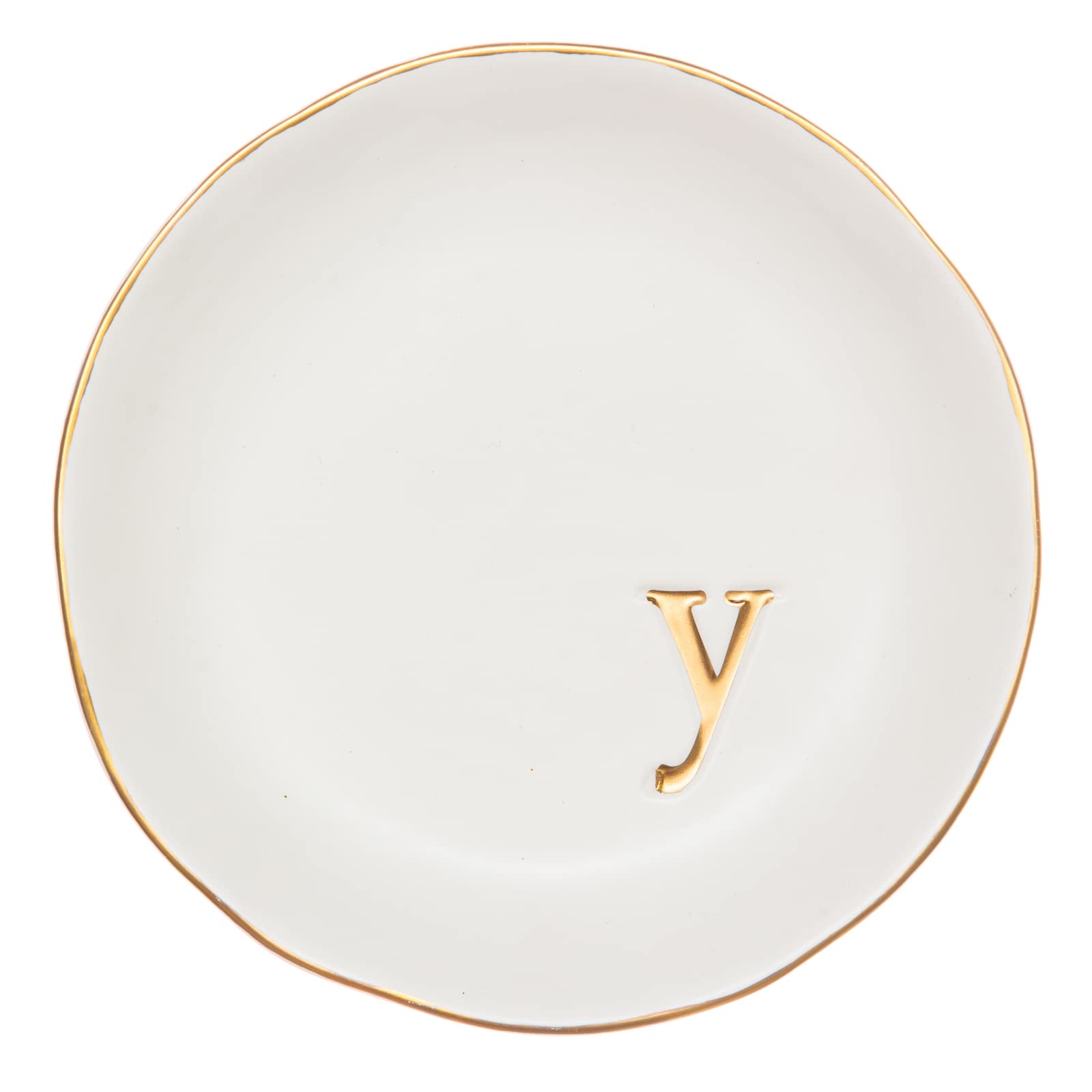 COLLECTIVE HOME - Ceramic Jewelry Tray, Decorative Trinket Dish for Rings Earrings Necklaces Bracelet Watch Keys, Birthday Mother's Day Christmas Gift for Women, 4.75", White Surface (A)