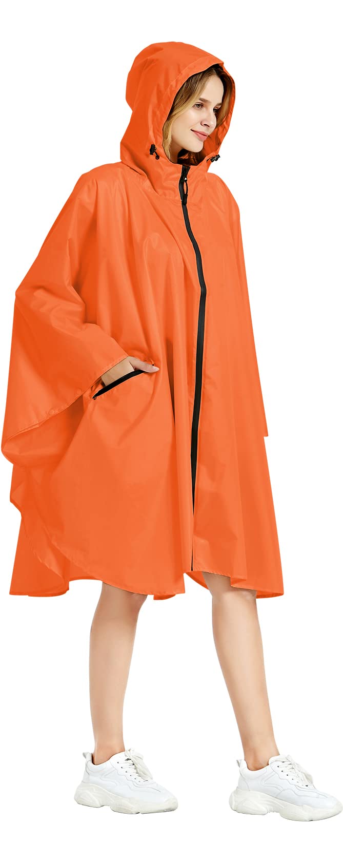 Rain Poncho Jacket Coat Hooded Zipper Style for Women/Men/Adult with Pocket