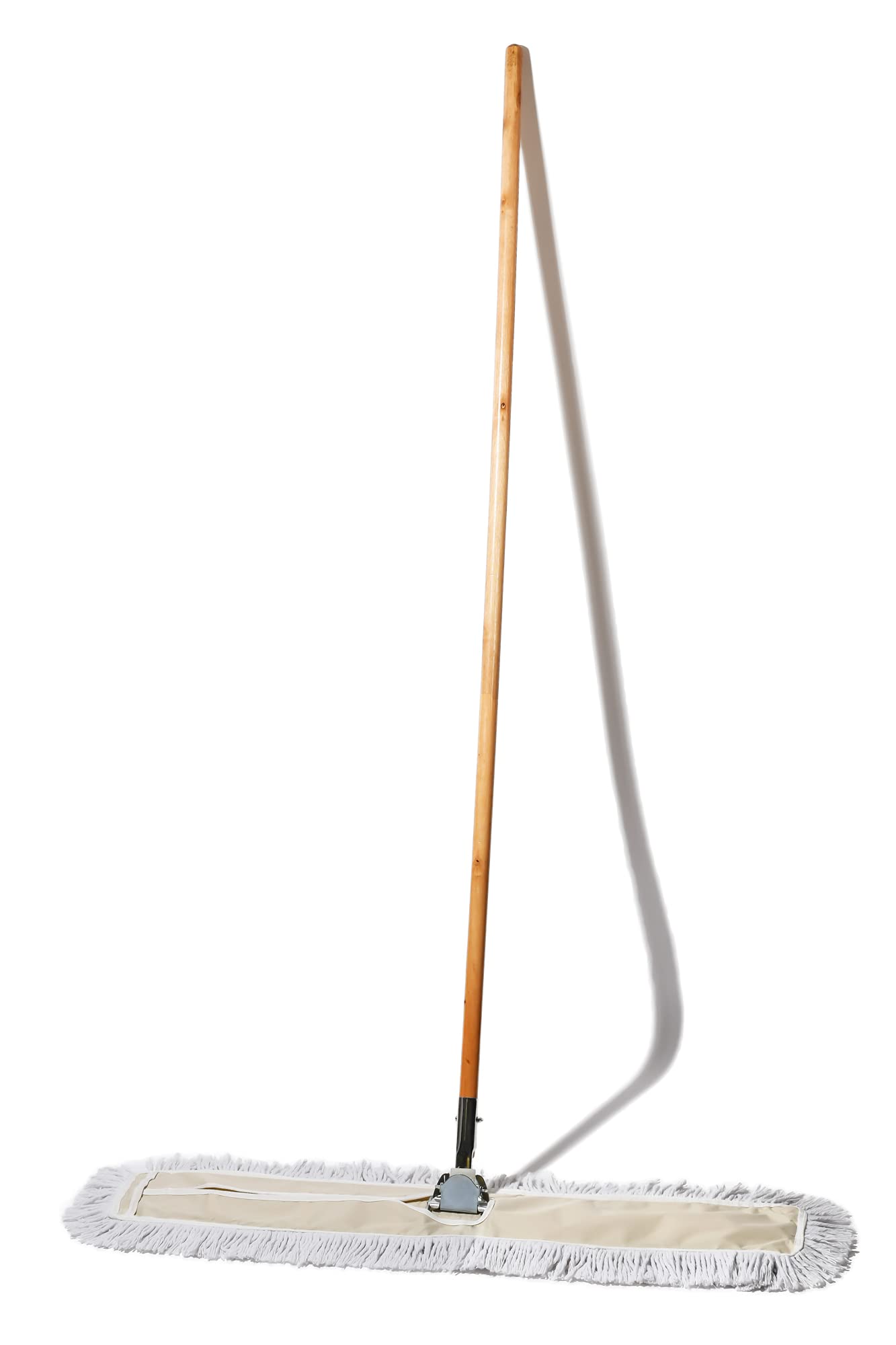 Commercial Dust Mop & Floor Sweeper, 24 in. Dust Mop for Hardwood Floors, Cotton Mop Head, Wooden Broom Handle, Industrial Dry Mop for Floor Cleaning & Janitorial Supplies