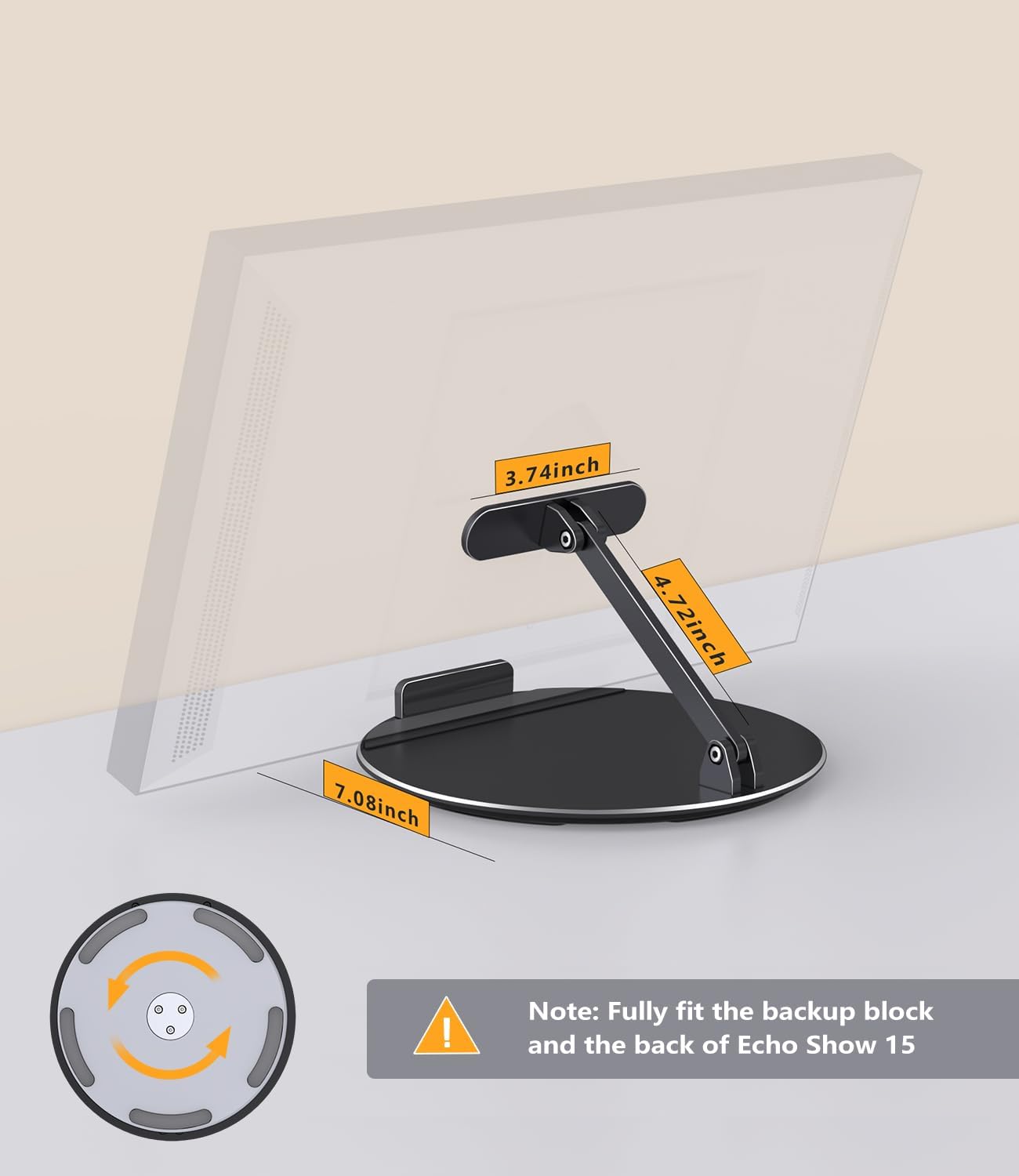 Laivli Swivel and Tilt Stand Compatible with Echo Show 15 (1st, 2nd Gen)/ 21, Supports Portrait and Landscape Orientation