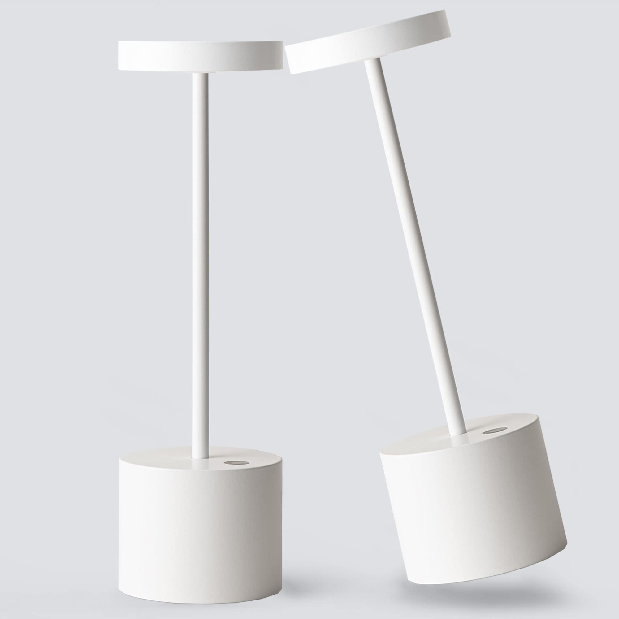 2Pack Cordless Table Lamp, Rechargeable LED Battery 5000mAh Metal USB Portable Powered Desk Lamp, 3 Levels Brightness Light for Restaurants Outdoor (2pack 10.25in Titanium)