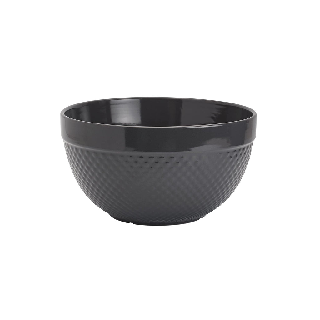 TTU Tabletops Gallery Hobnail Style 4 Piece Timeless Grey Stoneware Nesting Mixing Bowl Set for Baking and Cooking