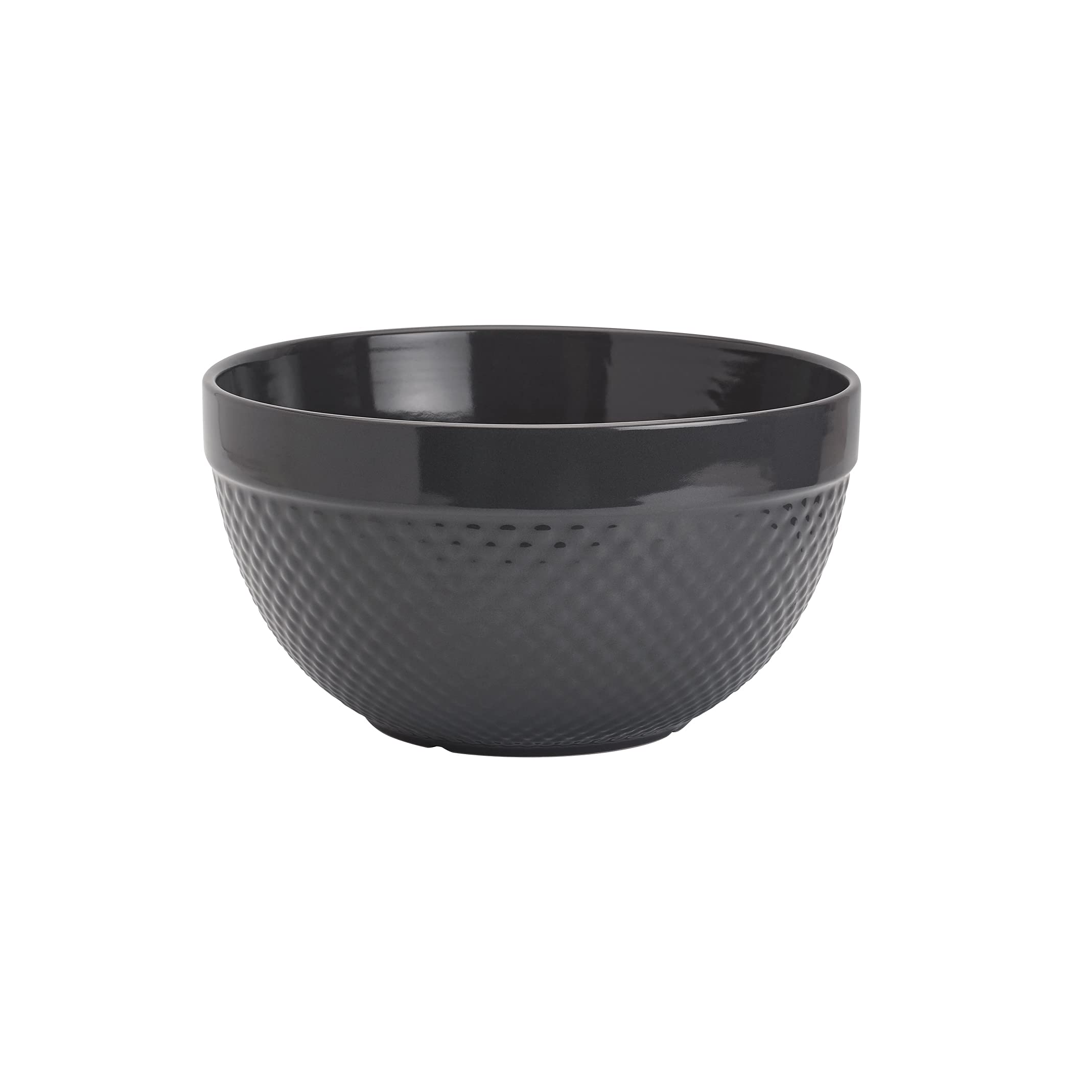 TTU Tabletops Gallery Hobnail Style 4 Piece Timeless Grey Stoneware Nesting Mixing Bowl Set for Baking and Cooking