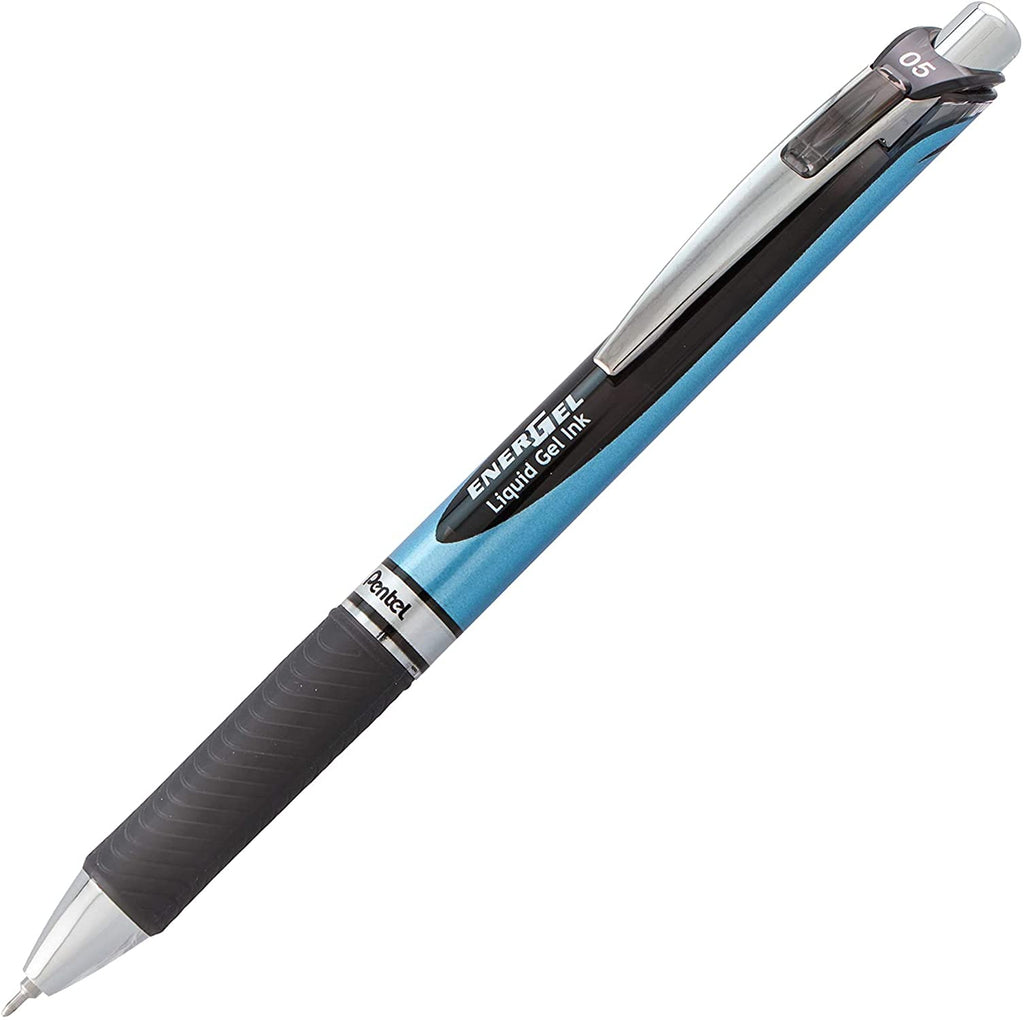 Pentel Energel 0.5 mm, Black Needle Tip Pens - Rtx Retractable Pack of 10 Pens