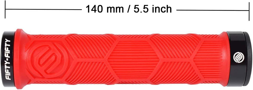FIFTY-FIFTY Double Lock-On Mountain Bike Grips, Bicycle Handlebar Locking Grips, Non-Slip MTB Handle