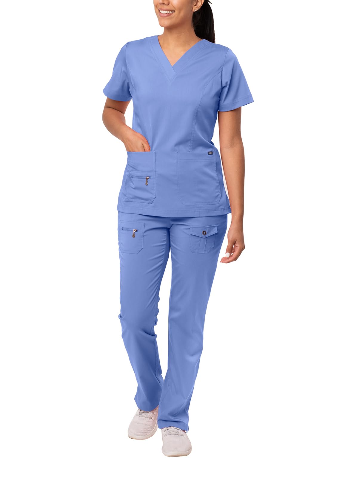 Adar Pro Breakthrough Plus Scrub Set for Women - Enhanced V-Neck Top & Multi Pocket Pants