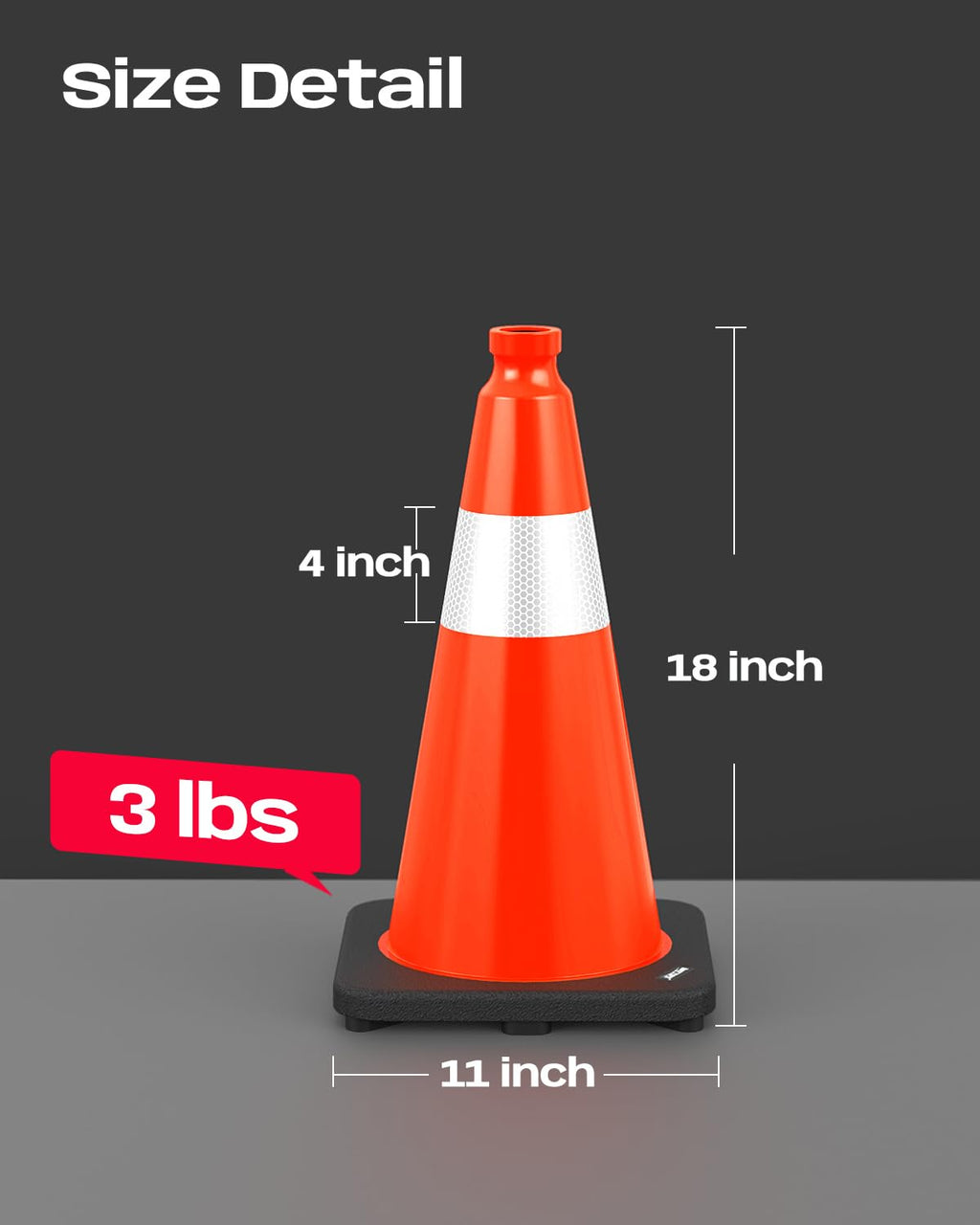(4 Pack) BATTIFE Traffic Cones 18 Inch with Black Weighted Base, PVC Green Cone for Traffic Control,Construction Events, Driveway Road Parking Lot