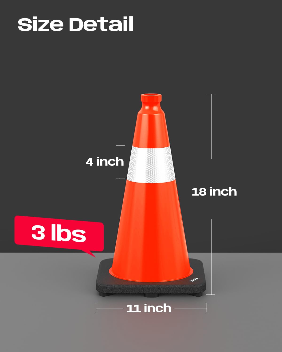 (4 Pack) BATTIFE Traffic Cones 18 Inch with Black Weighted Base, PVC Green Cone for Traffic Control,Construction Events, Driveway Road Parking Lot