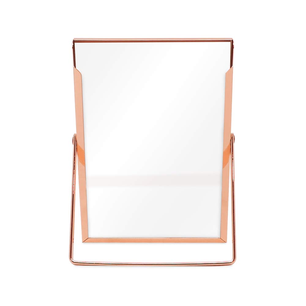 Laura Ashley 2x3 Rose Gold Flat Metal Picture Frame (Vertical) with Pull-Out Easel Stand, Made for Tabletop, Counterspace, Shelf and Desk (2x3, Rose Gold)