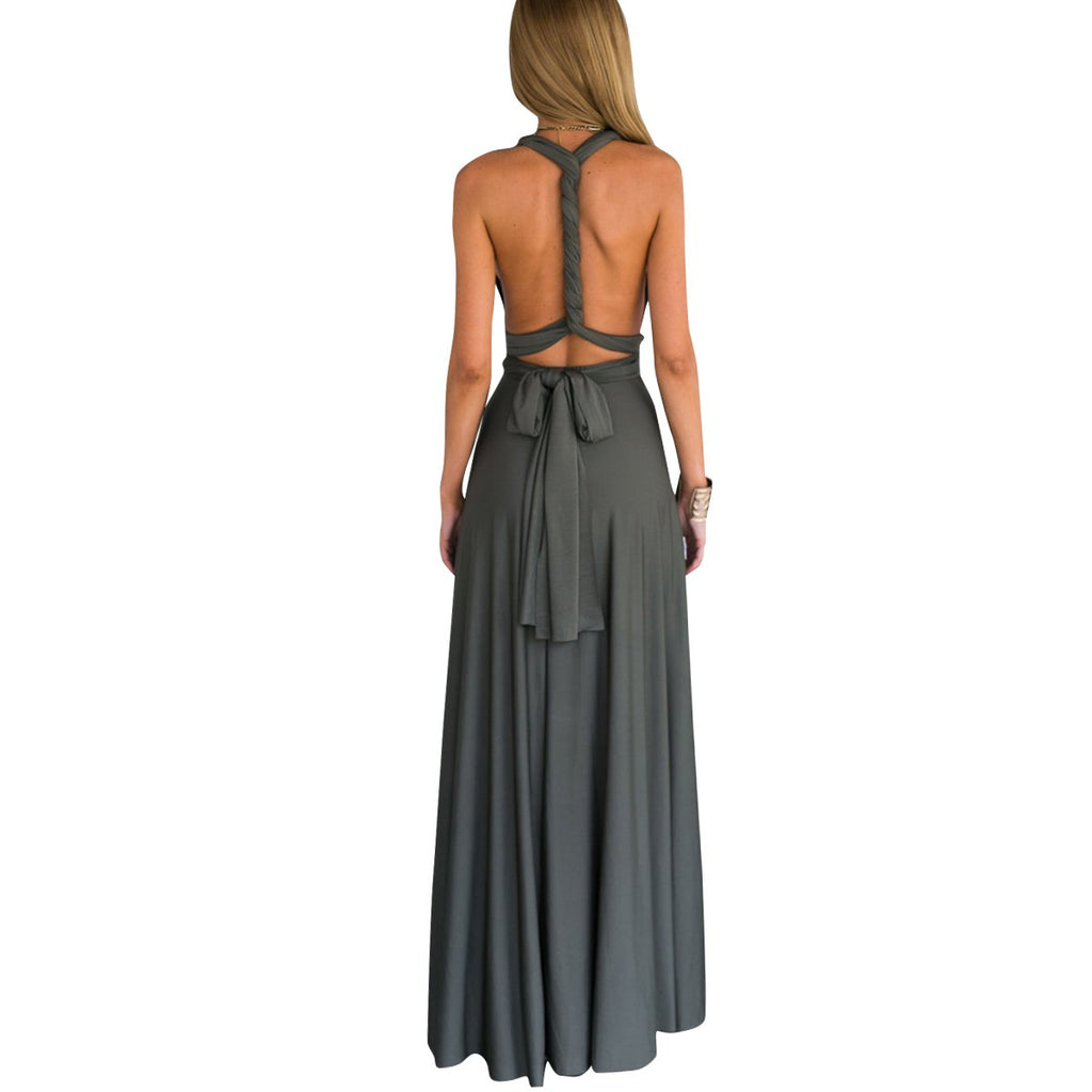Women Transformer Hi Low Evening Long Prom Dress Halter Convertible Multi Way Spaghetti Strap Wedding Cocktail Maxi Gown